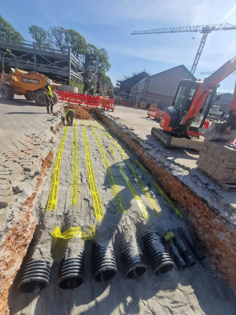 Ducts with warning tape